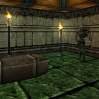 Final room of dungeon, door opens by floor plate in room before it.