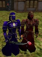 Blayze Garisun and Olthoi Master on Leafull in the new Society Robes.